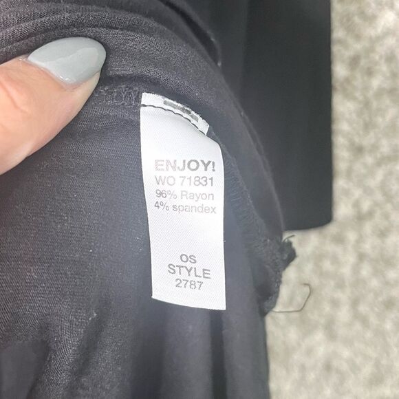 Michael Stars Top Women’s OS Black Mock Neck 3/4 Sleeve Tunic - Picture 3 of 4